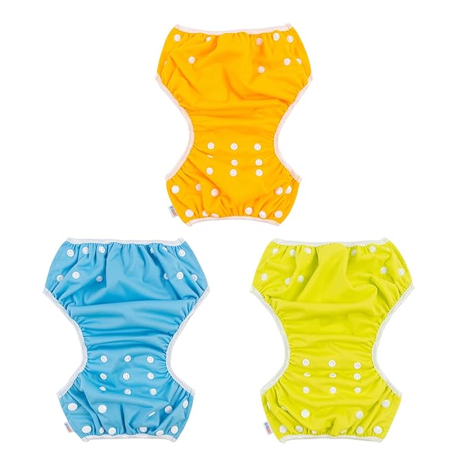ALVABABY 3pcs Baby Swim Diapers with 1pcs Wet Bag Reuseable Washable & Adjustable for Swimming Lesson & Baby Boy and Girl 3YKL04