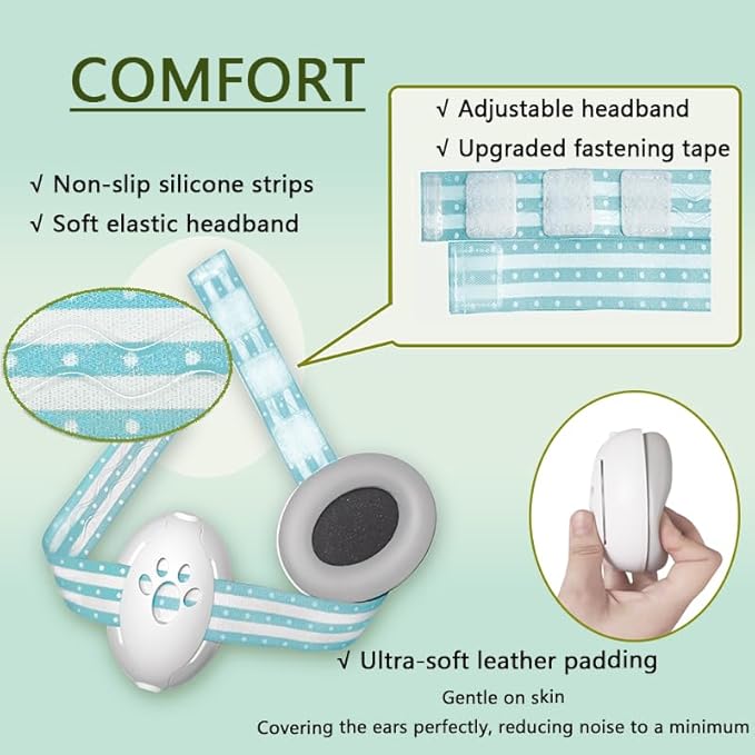 Jinberry Adjustable Baby Noise Cancelling Headphones Ear Protection Noise Reduction Earmuffs for Babies up to 36 Months