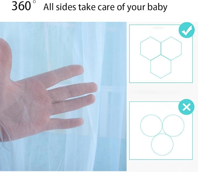 haozaikeji Baby Crib Mosquito Net Breathable Crib Canopy Netting Baby Bed Cot Mosquito Net Hanging Dome Canopy (Without Stand)