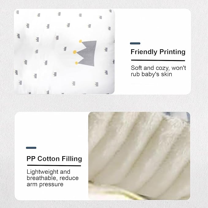 Baby Nursing Arm Breastfeeding Pillow,Cozy Cradle Arm Pillow for Feeding, Baby Nursing Head Support Pillow for Breastfeeding（White Crown）