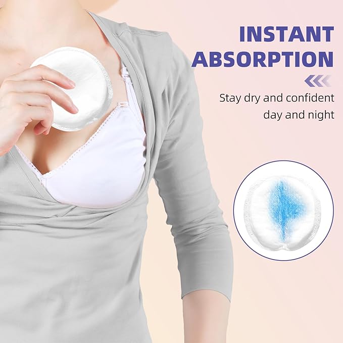Disposable Nursing Pads, Breast Pads for Leaking Milk 100 Count, 0.04cm Ultra-Thin, Ultra-Absorbent, No Shedding, Individually, Soft & Breathable Nipple Pads Breastfeeding Essentials for Moms