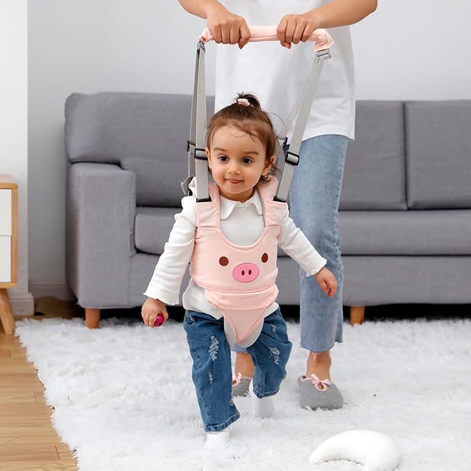 Baby Walking Harness, Handheld Kids Walker Helper, New Upgrade Breathable and Adjustable Toddler Infant Walker Harness Assistant Belt with Instructions for 7-24 Month (Pink)