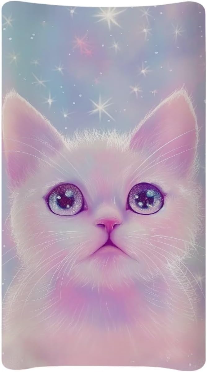 Cute Cat Changing Pad Cover Stretchy Soft Universal Tray Table Mat Waterproof Lightweight Breathable Cradle Sheets Fit 32"x16" Contoured Pad