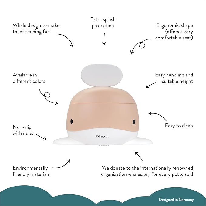 Kindsgut Whale Potty Training Toilet – Ergonomic Toddler Potty for Boys & Girls, Designed in Germany, Non-Slip & Easy Clean, Peach