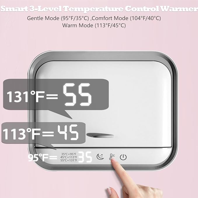 Wipe Warmer,Baby Wipe Warmer Dispenser,Large Capacity Wipe Holder Box Container with Night Light,Adjustable Temperature Display,No Need Water and Sponge,Fast Heating (Off white)