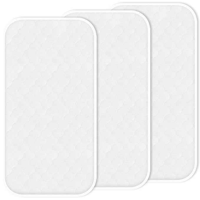 Baby Thicker Diaper Changing Quilted Pad Liner, Non-Slip 3 Pack Heavy Absorbency Reusable Incontinence Pads for Kids Changer Washable Underpads(FDYQ)