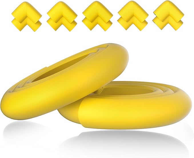 Thick Corner Edge Protector for Baby Proofing, 6.56Ft Furniture Edge Bumper with 10 L-Shaped & Soft Foam Corner Guards,Adhesive Baby proofing Bumper for Table, Small Toddler Bed (Yellow)