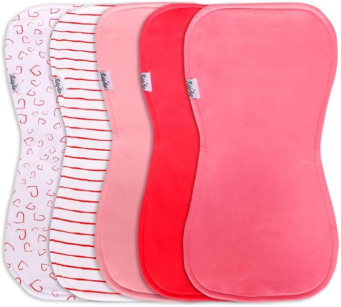 KiddyStar 5-Pack Burp Cloths – Organic Cotton, Soft, Large & Absorbent 3-Layer Towels for Newborns – Essential for Feeding & Spit-Up