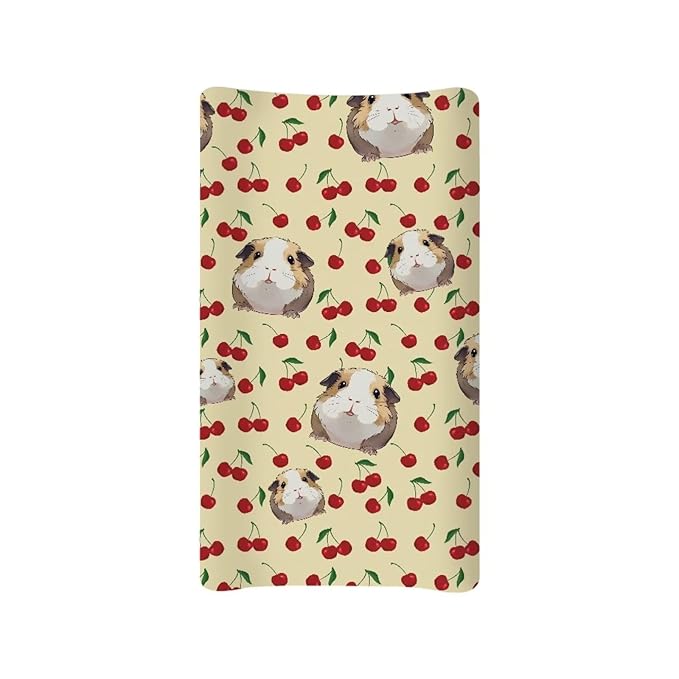 Breathable Diaper Changing Pad Cover for Baby Girls and Boys, Soft Changing Table Sheets 16 * 32 Inches, Cherry Guinea Pig