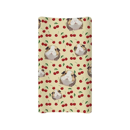 Breathable Diaper Changing Pad Cover for Baby Girls and Boys, Soft Changing Table Sheets 16 * 32 Inches, Cherry Guinea Pig