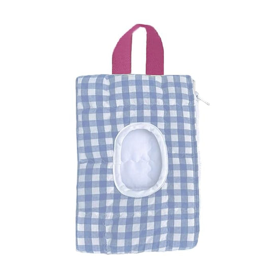 HIBEAR Quilted Diaper Wipe Pouch Portable Mommy Bag Refillable Floral Baby Wipe Holder for Travel Stroller Daily Casual (Plaid B)