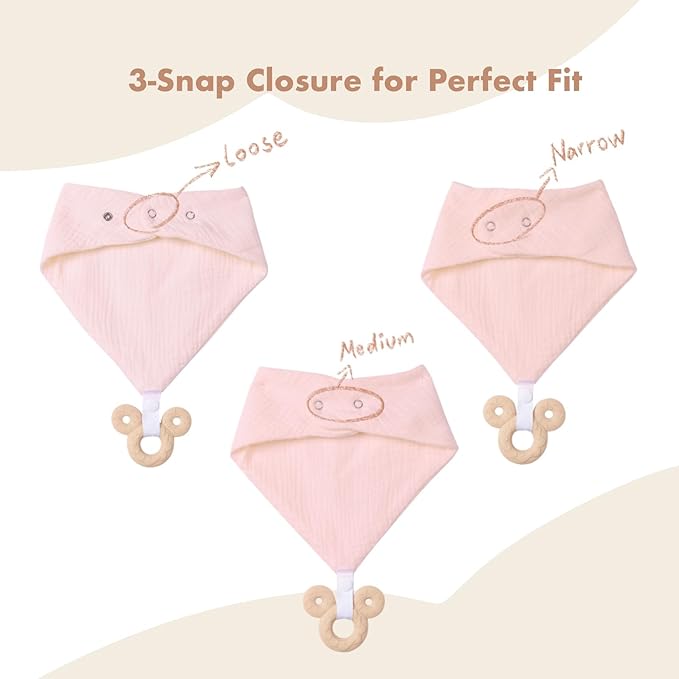 Baby Bandana Drool Bibs 6-pack - 100% Cotton Baby Bibs with Teether for Teething