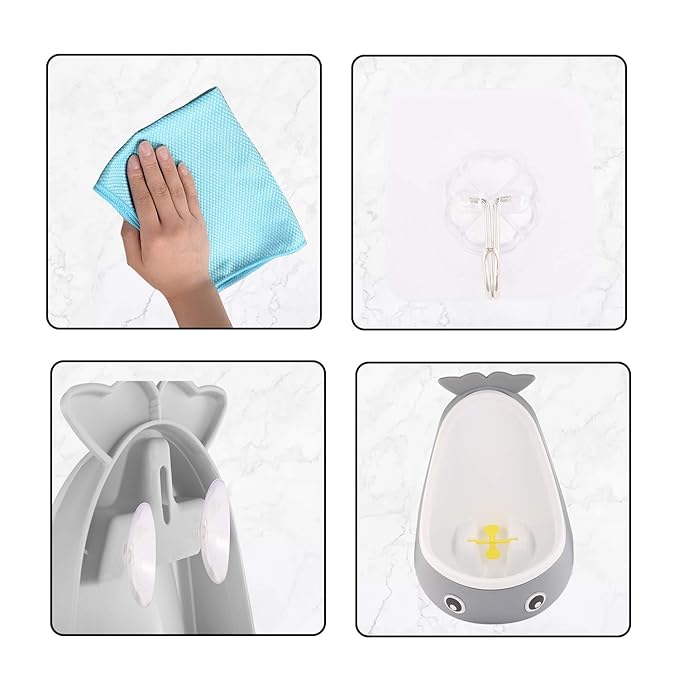 Whale Potty Training Urinal for Boys with Funny Aiming Target , Toddler Boy Toilet Pee Trainer - Gray