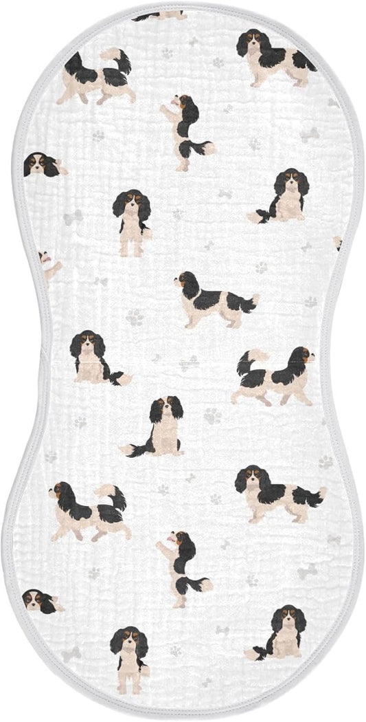 vvfelixl Baby Burp Cloths Cavalier King Charles Spaniel Baby Newborn Cotton Burping Cloths Set Baby Washcloths 4 Pack