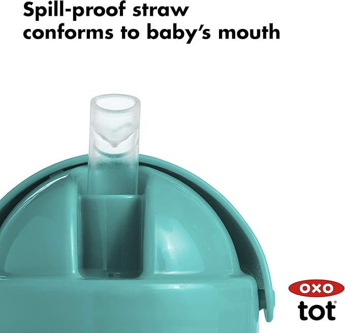 OXO Tot 6 Ounce Transitions Straw Cup with Removable Handles - Teal (Pack of 2)