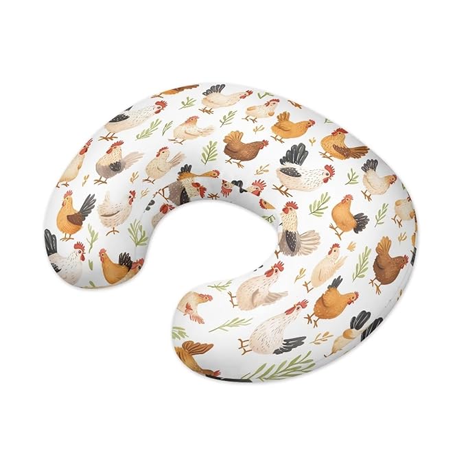 Chicken Breastfeeding Pillow Cover for Baby Girl Nursing Pillow Cover Removable Nursing Pillow Case for Newborn Boys Fits The Pillow for Breastfeeding and Bottle Feeding White