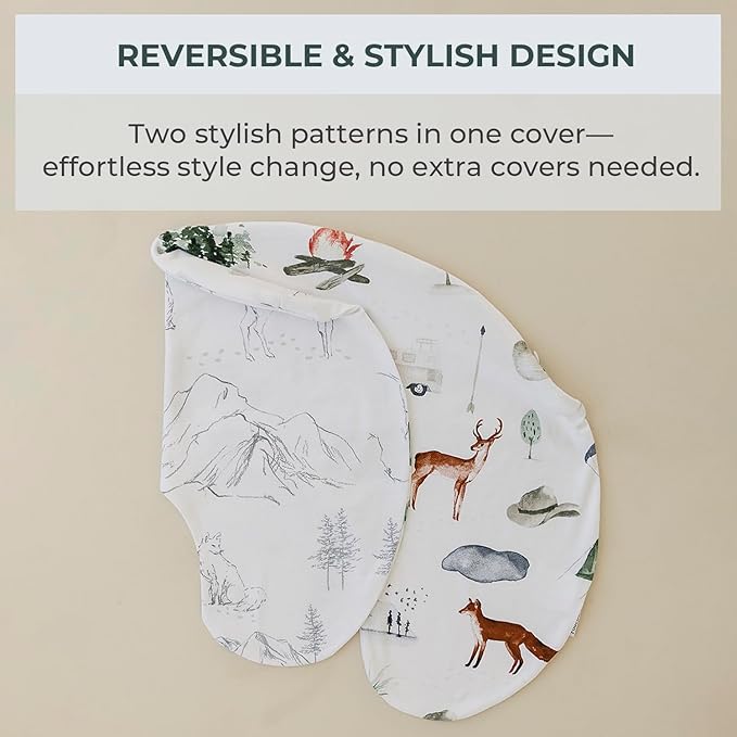 Pobibaby 1-Pack Premium Nursing Pillow Cover - Ultra Soft & Stretchy 96% Cotton, Breastfeeding Pillow Cover for Baby Boys and Girls (Explore)