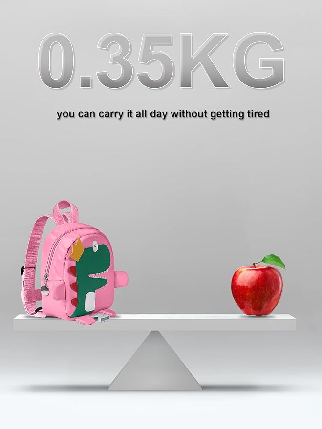 3 in 1 Toddler Harness Leash-Baby Walking Safty Harness + 8.2ft Anti Lost Wrist Link + Cute Dinosaur Backpack,Kids Walking Tether with Key Lock for Boy‘s Outdoor Activity Travel (Pink)