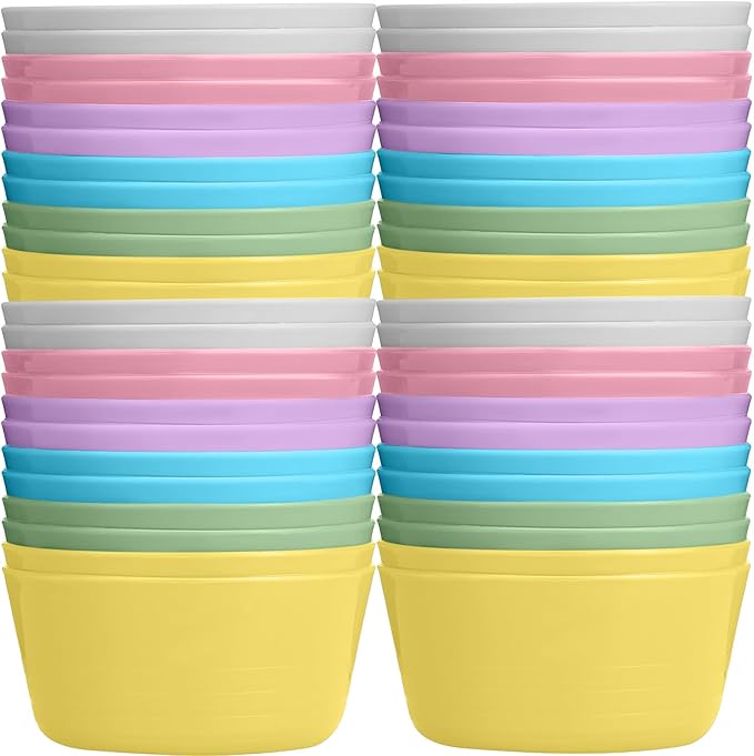 Foaincore Kids Plastic Bowls 10 oz Cereal Snack Microwave Dishwasher Safe Toddler Bowls Kids Colorful Snack Children Salad Dessert Soup Supplies
