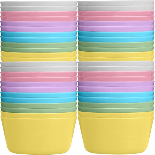 Foaincore Kids Plastic Bowls 10 oz Cereal Snack Microwave Dishwasher Safe Toddler Bowls Kids Colorful Snack Children Salad Dessert Soup Supplies
