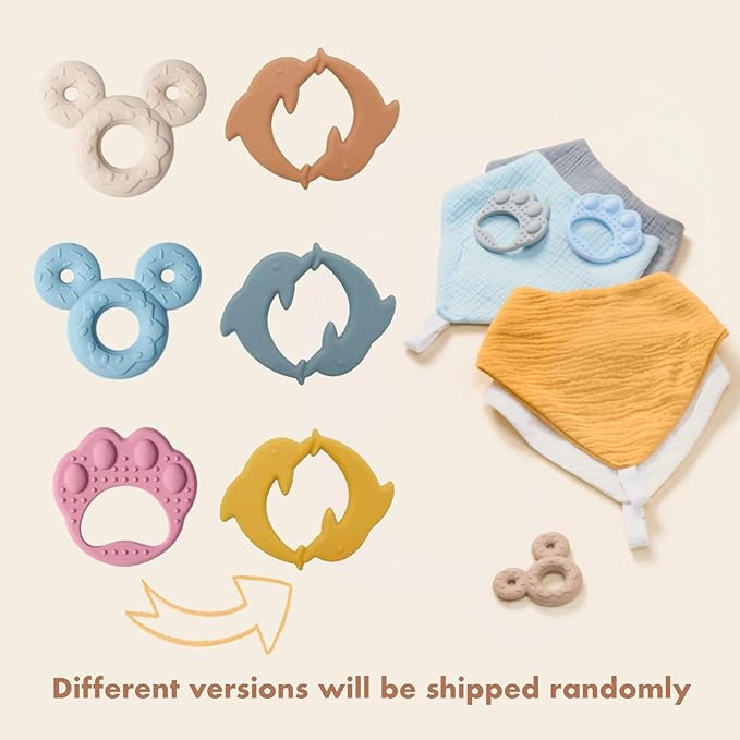 Baby Bandana Drool Bibs 6-pack - 100% Cotton Baby Bibs with Teether for Teething