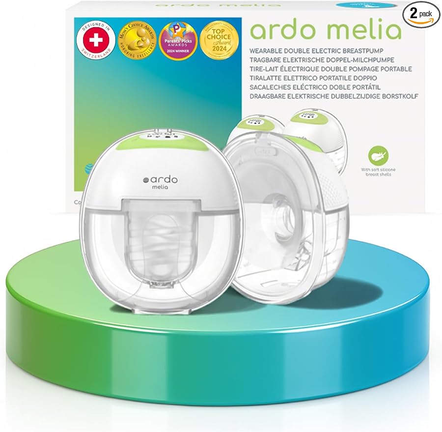 Ardo Melia Wearable, Hands-Free Breast Pump - Hospital Grade, Strong Suction, Long Battery Life, Ultra Discreet, Portable, Easy-to-Clean, 6 oz Capacity, Includes 24mm & 19mm Inserts