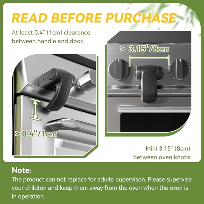 SAFELON 1 PC Baby Safety Oven Door Lock, Kitchen Safety Locks for Babies, Childproof Oven Locks for Kids, Heat-Resistant, No Screws & Drilling (Black)