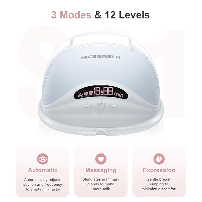 Wearable Breast Pump S21, Breast Pump Hands Free with Carrying Bag, Electric Portable Wearable Breastfeeding Pump with 3 Modes & 12 Levels, 24mm, 2 Pack Blue