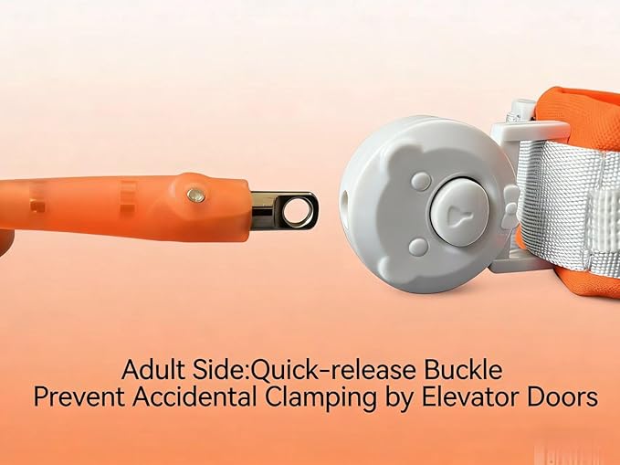 Anti Lost Wrist Link for Kids, Child Safety Leash with Both Ends Quick-Release Buckle, Rotating Clasp, Security Lock, Firm Steel Wire Coil (Orange)