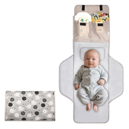 31" X 24.2" Extra Long Large Lightweight Toddler Diaper Changing Pad Travel, Cute Design 1-36 Month Infant Foldable Baby Changing Mat Wipeable, Changing Pad Portable for Station, Car, Stroller