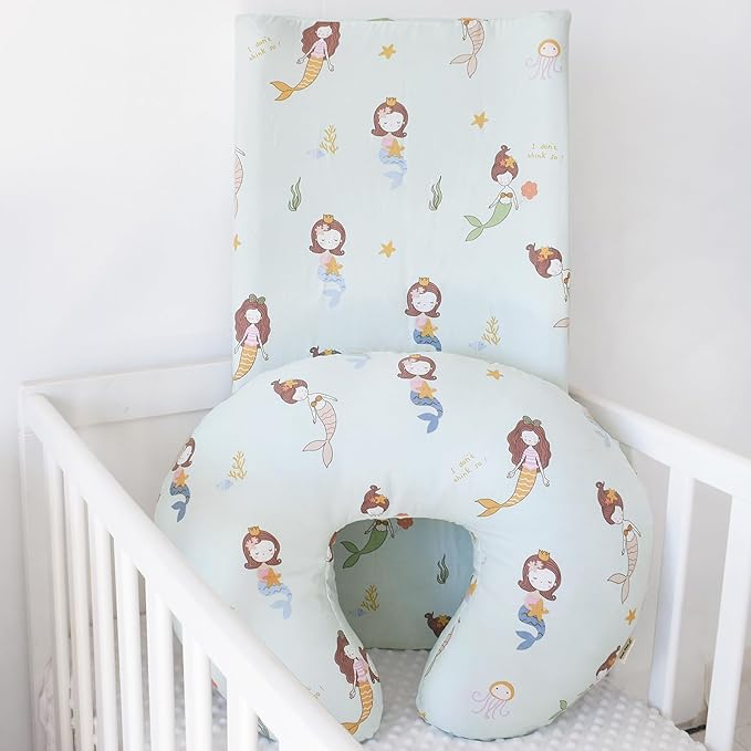 Owlowla Changing Pad Cover,Ultra Soft Cotton Changing Table Covers,Breathable&Durable Nursery Diaper Changing Pad Sheets for Baby Boys Girls(Gray Floral&Mermaid)