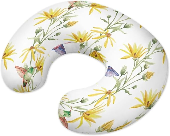 Yellow Flowers Nursing Pillow Cover Nursing Pillows for Breastfeeding Fits The Original Support for Breastfeeding Nipple Shields for Breastfeeding Newborn