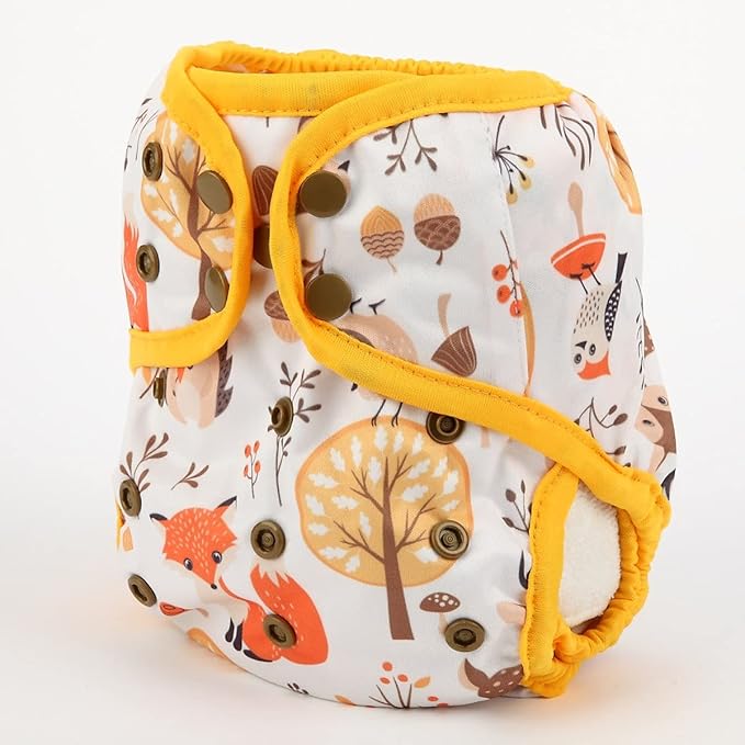 3 Baby Diaper Covers Nappies One Size 10lbs to 36lbs for Boys (Yellow Deers)