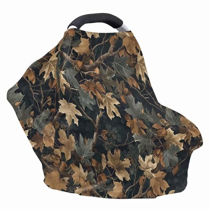 Coldinair Jungle Dead Leaf Car Seat Covers for Girls Multi-use Cover Baby Carseat Canopy Cow Print Nursing Cover for Breastfeeding