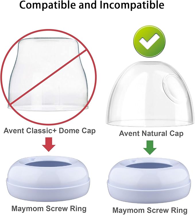 Baby Bottle Screw Ring Collars, Replacement Parts Compatible with Philips Avent Natural Bottles, NOT for Anti-Colic Bottles, Dishwasher Safe Infant Feeding Supplies, 5 Pack