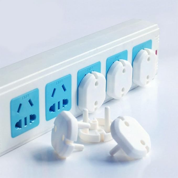 Heyiarbeit 30pcs Outlet Covers Child Proof Plug Cover Electrical Protector Safety Caps for Home Office Electrical Outlets Child Safety Socket Cover 2 Holes White