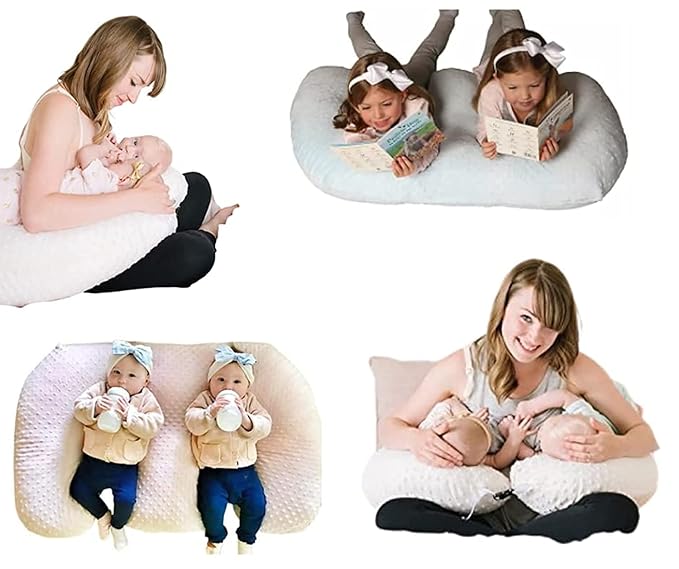 Twin Z Pillow Grey - The #1 Rated Twin Breastfeeding and Bottle Feeding Pillow! A Must Have for Twins! - Cuddle Grey DOTS The Ultimate Baby Essentials! The Best in Twins Baby Gear!