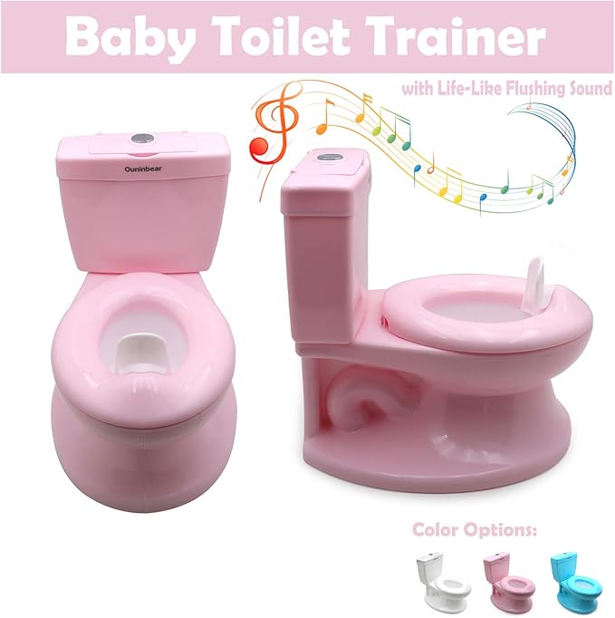 SMT- Baby Kids Portable Pink Realistic Toddler Potty Training Toilet w/Flushing Sound Baby Chair Seat Kid [P/N: ET-BABY004-PINK]
