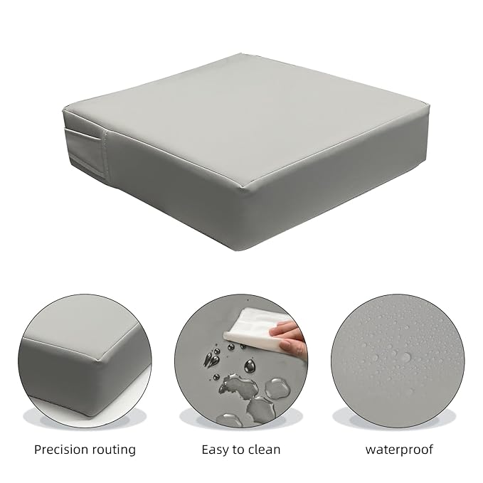 Eiury Booster Seat for Dining Table, PU Anti-Scratch Easy Cleaning Kids Toddler Booster Seat for Table, Portable Travel Increasing Cushion for Chair - Light Grey