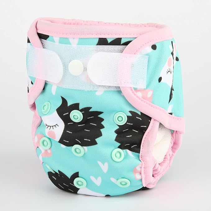 Newborn Baby Cloth Diaper Cover Nappy Hook and Loop (Hedgehogs)