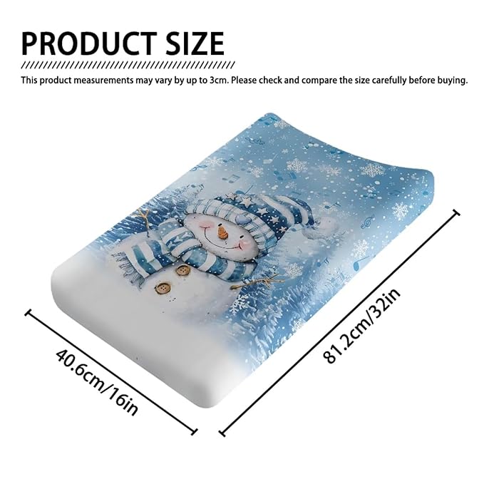 Snowman Changing Pad Cover for Baby Soft Diaper Change Table Covers with Elastic Edge Washable Cradle Mattress Sheets 32"x16" Inch Christmas Decor