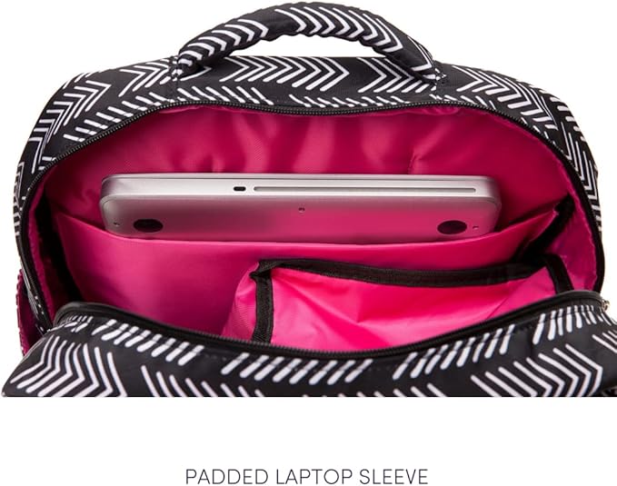 Sarah Wells Kelly Breast Pump Backpack & Tote - Insulated Pocket, Laptop Sleeve & Easy-Clean Design, Fits All Pumps, Diaper Bag for Moms - Black and White