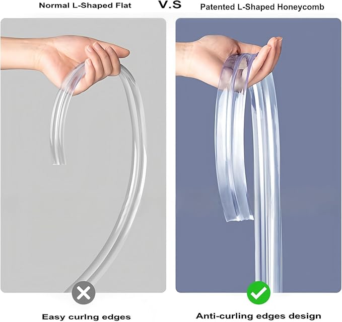 Baby Proofing Edge Protector [1.6" x 6.6FT] + 4 Corner Guards – Clear 3D Molding Silicone Furniture Bumper, Thicker Padding for Tables & Desks, Self-Adhesive, No-Residue, Child Safety Bump Strip