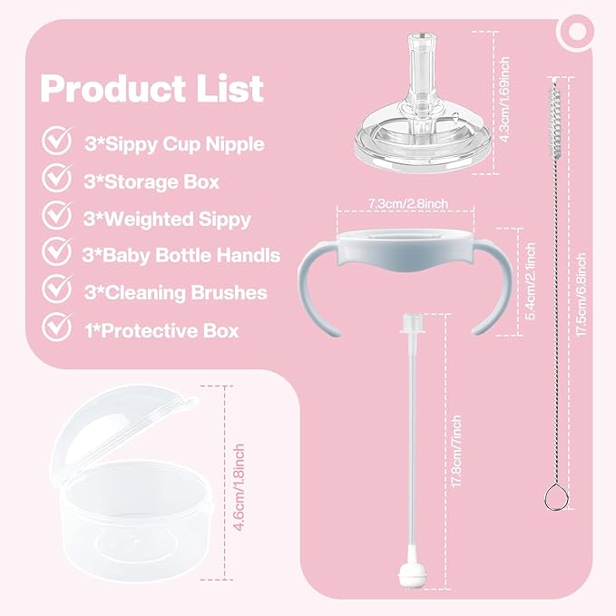 Straw Cup Conversion Kit Compatible for Philips Avent Natural Baby Bottle, Weighted Sippy Cup Transition Kit with Handles for Kids, [Variable Flow] [Spill-Proof] [BPA-Free], 6m+