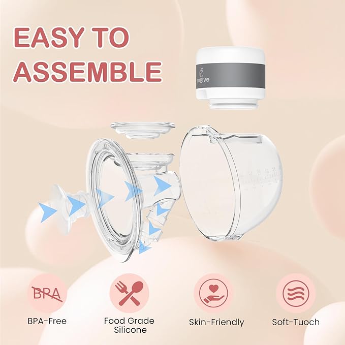 Wearable Breast Pump ABP-1506, Strong Suction Hand Free Double Electric Breast Pumps with 3 Modes & 9 Levels LED Display Portable Wearable Breastfeeding Pump for Office & Home, 21/24mm Flange