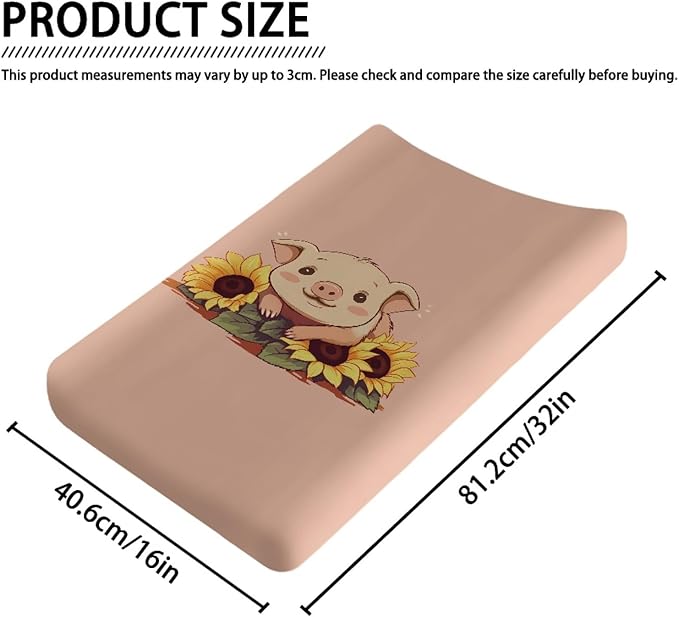 Changing Pad Covers, Sunflower Pig Soft Polyester Diaper Change Table Sheets for Baby Boys and Girls