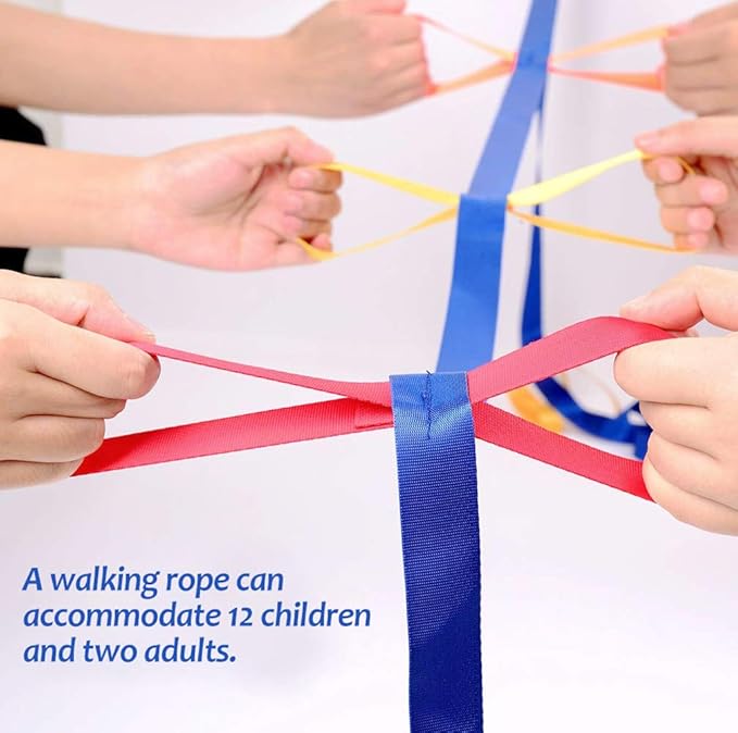 KIKIGOAL Children's Walking Ropes for Preschool Daycare School Kids Outdoor Colorful Handles For Up To 12 Children 2 Teachers (Handle style)