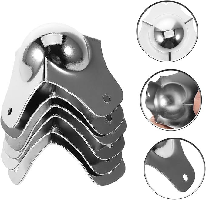 Alipis 6pcs Chromed Ball Corners Metal Edge Guard Protector for Furniture Table and Flight Cases Durable and Easy to Install for Protection