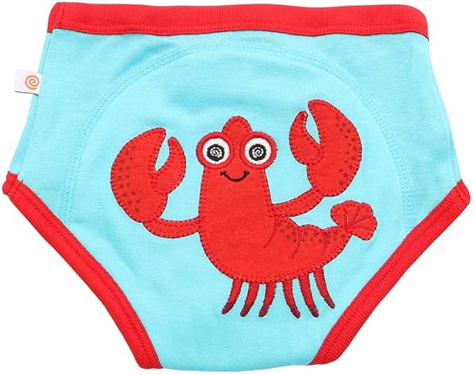 ZOOCCHINI Toddler 3-Pack Potty Training Pants - Soft Organic Cotton Underwear with Absorbent Padding and Fun Designs, Ocean Pals, 3-4 Years
