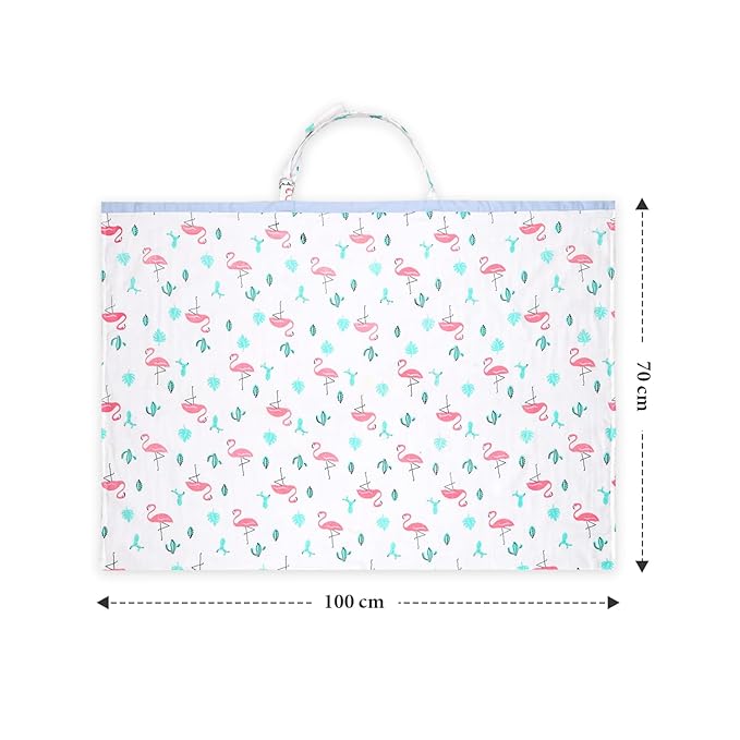 Mom's Home Moms Home Organic Cotton Muslin Nursing Cover for Breastfeeding Apron | Flamingo (Multicolor)